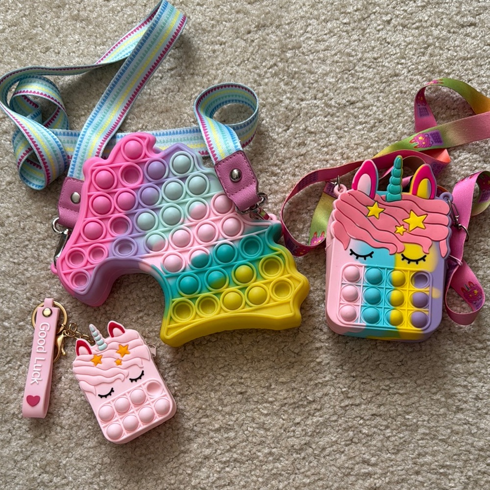Unicorn Pop It Shoulder Bag Set